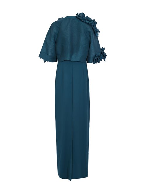 Abito con copertura Naueen 99134 in crepe e organza TARIK EDIZ | 99134ATLANTIC BLUE